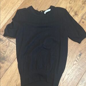 Zara Black Fitted Polo Blouse Short Sleeve